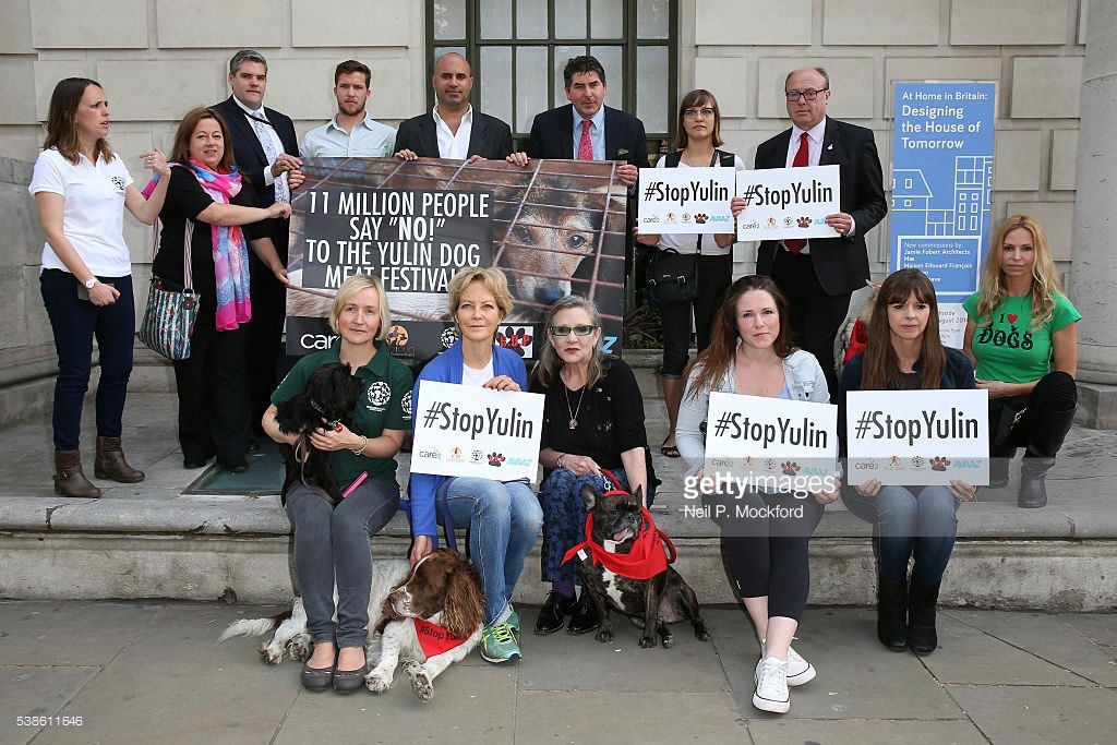 Carrie Fisher Anneka Svenska Humane Society International Chinese Embassy London June 6th 2016